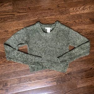 cropped green sweater